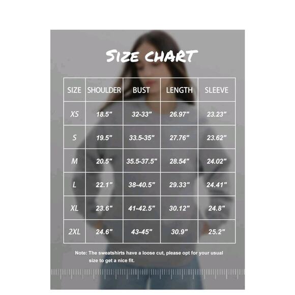 PUMIEY Women's Oversized Sweatshirts Fleece Crew Neck Pockets Long Sz Medium Gra - Picture 2 of 7